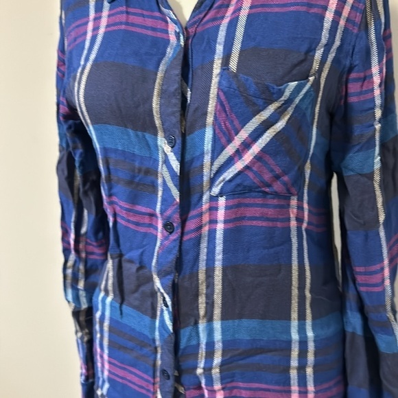 RAILS Sun Navy Blue Pink White Flannel Button Down Shirt Sz S - Picture 3 of 13